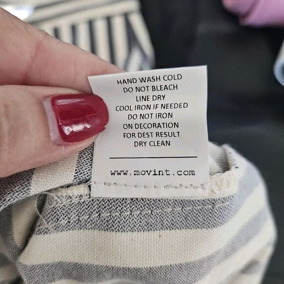 Mo:Vint Button Up Wrap Skirt White Blue Striped size Small Anthropologie 054 - Picture 5 of 6